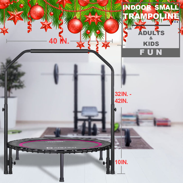 DARCHEN 450 lbs Mini Trampoline for Adults, Indoor Small Rebounder Exercise Trampoline for Workout Fitness for Quiet and Safely Cushioned Bounce, [40 Inch]