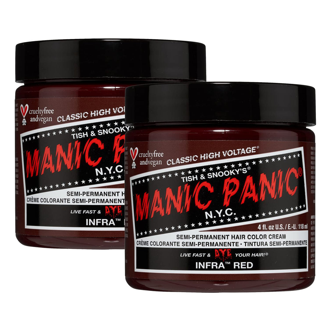 MANIC PANIC Classic Infra Red Semi Permanent Hair Color - Deep Mahogany Red Hair Dye for Women & Men That Lasts 4-6 Weeks - Vegan, Ammonia & Cruelty-Free - Create & Mix Custom Shades (4oz / 2pk)