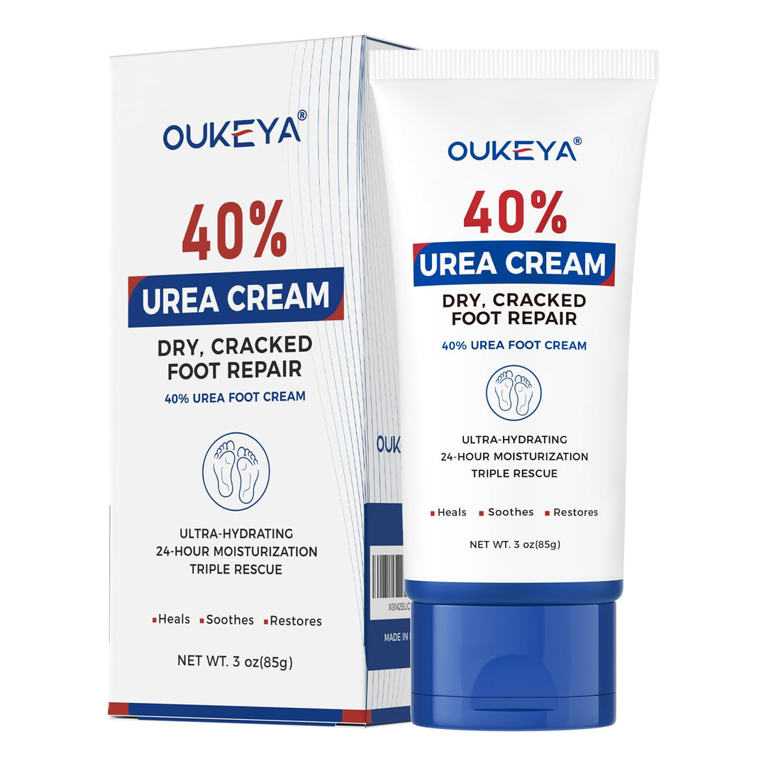OUKEYA Urea Cream 40 Percent Tube 3 Oz, Urea Foot & Hand Cream for Dry Cracked, 40 per Urea Lotion for Feet Maximum Strength
