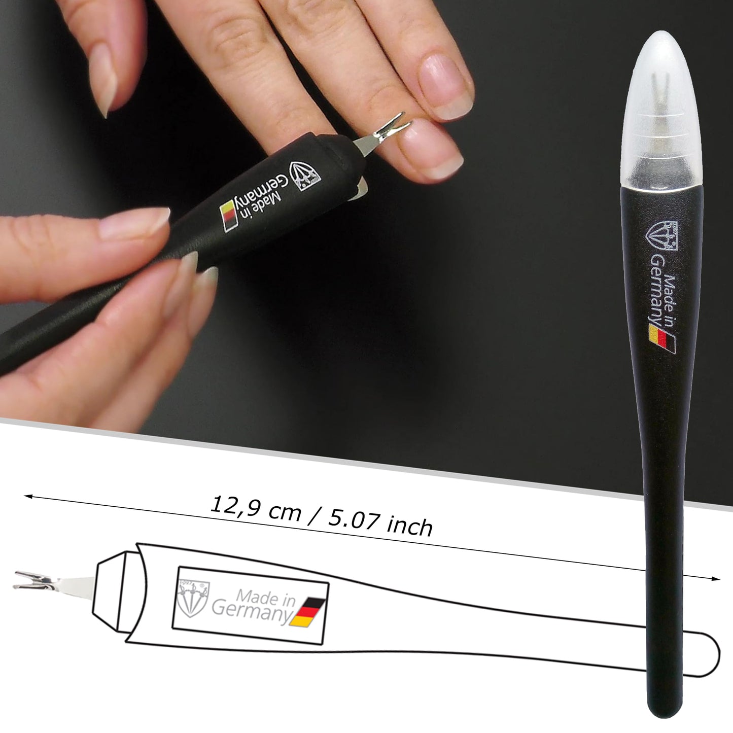 3 Swords Germany - brand quality CUTICLE REMOVER TRIMMER KNIFE (1 piece) manicure pedicure grooming for professional finger & toe nail care by 3 Swords, Made in Germany