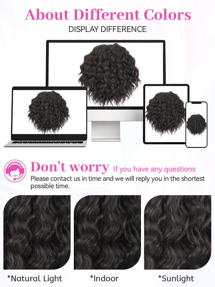 Isaic Ponytail Extension 8 Inch Short Wavy Curly Ponytails Drawstring Ponytail for Black Women Natural Black Pony Tails Hair Extensions Synthetic Hairpiece For Daily Use