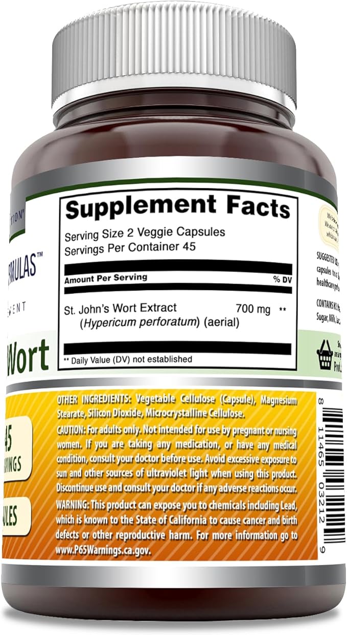 Amazing Formulas St. Johns Wort Supplement (Hypericum Perforatum Extract) | 700 Mg per Serving | 90 Veggie Capsules | Gluten Free | Non-GMO | Made in USA
