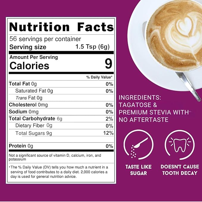 AluSweet Tagatose + Stevia Natural Low-Calorie Sweetener - 12oz 2:1 Replacement - Prebiotic, Keto & Diabetic-Friendly, Gluten & Lactose-Free, Sugar Substitute, Ideal for Baking, No Aftertaste
