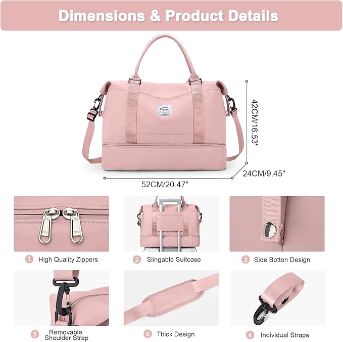 Travel Duffel Bag,Sports Tote Gym Bag,Shoulder Weekender Overnight Bag for Women