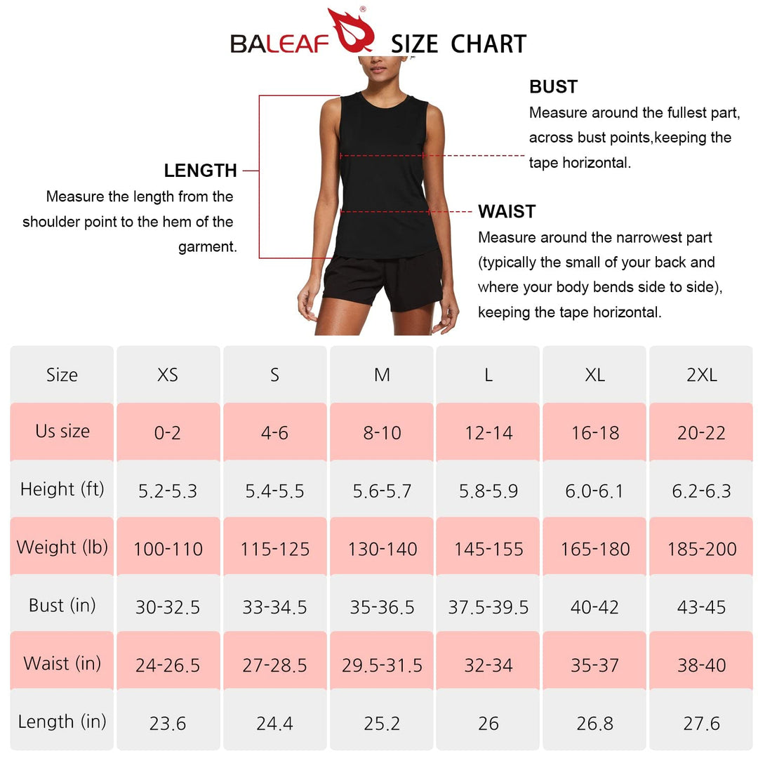 BALEAF Workout Tank Tops for Women Sleeveless Running Shirts Activewear Gym Yoga Tops Black Size XS