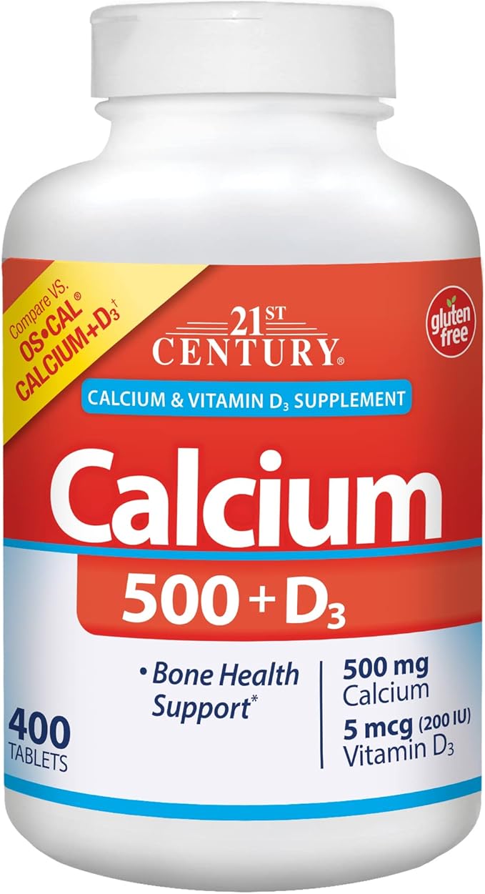 21st Century Calcium 500 mg Plus D3 Tablets, 400 Count
