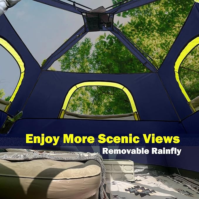 3/4 Person/6 Person Camping Tent Fast Cabin Tent with Instant Setup Tent, Weatherproof Tent Easy Quick Set Up & Pop Up in 60 Seconds with Rainfly Backpack for Family Camping,Upgraded Ventilation
