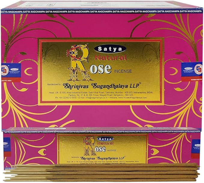 Natural Rose Incense Sticks and Incense Stick Holder Bundle Insence Insense Satya Incense