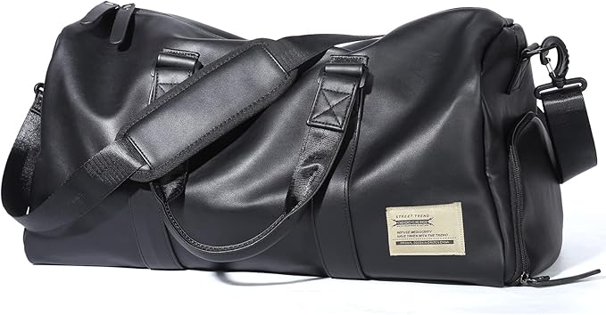 Sports Gym Tote Bag for Men & Women - Travel Duffel with Shoes Compartment & Wet Pocket, Shoulder Weekender Overnight Bag, Black