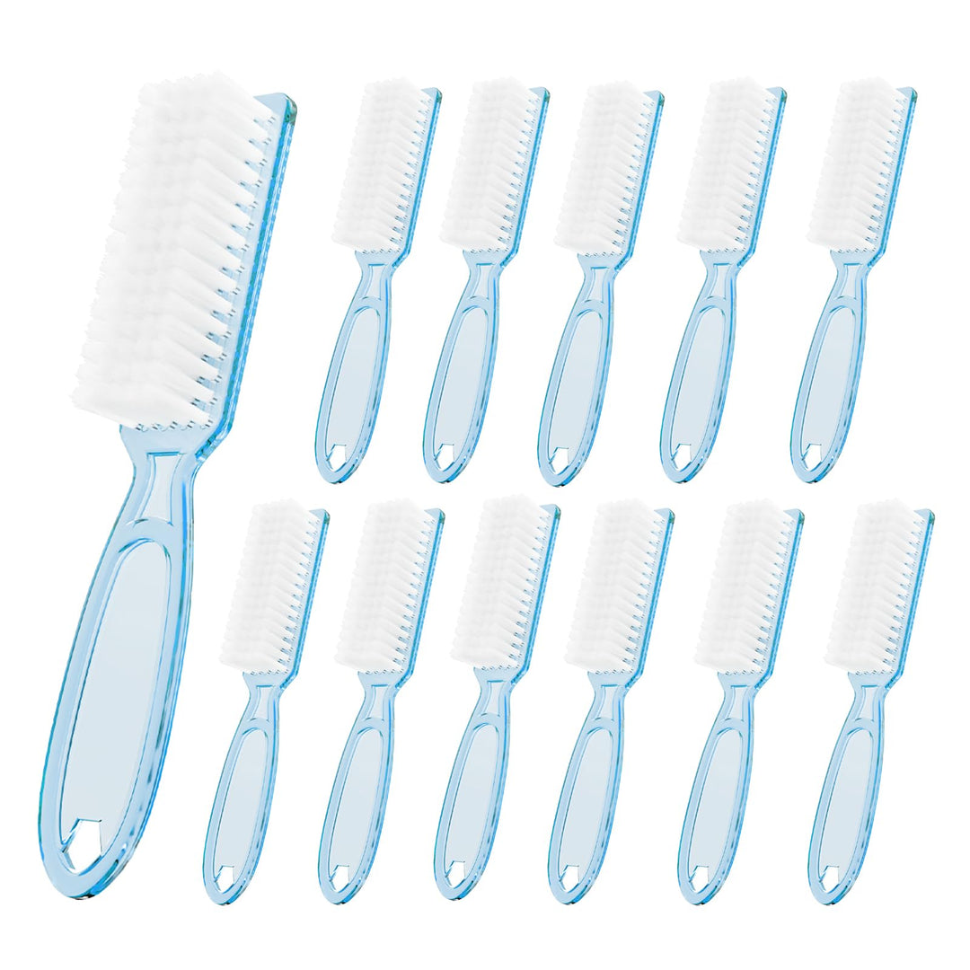 SQULIGT 12 Pcs Handle Grip Cleaning Brushes, Hand Fingernail Nail Scrub Manicure Brush Pedicure Brush, Use for Toe and Nails Cleaning (Clear Blue)