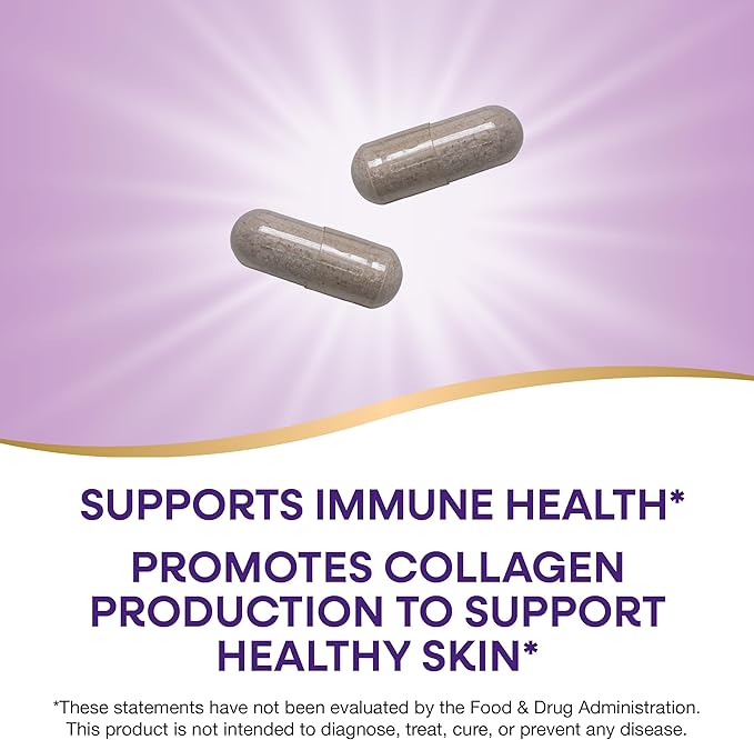 Nature's Way Vitamin C with Rose Hips, Antioxidant & Immune Function Support from vitamin C*, Promotes Collagen for Healthy Skin*, 1,000 mg per 2-Capsule Serving, 500 Capsules (Packaging May Vary)