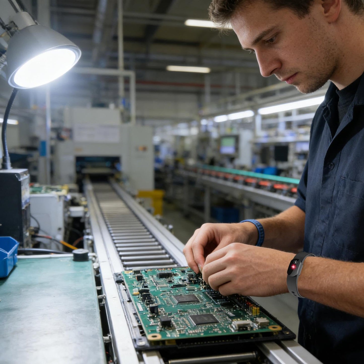 Smart Anti-Static Bracelet, 25x1.5cm ABS Silicone Wrist Band for Shock Protection, Electronics Work, DIY Repair, Home, Office, PC, Gadget Maintenance, Daily Use