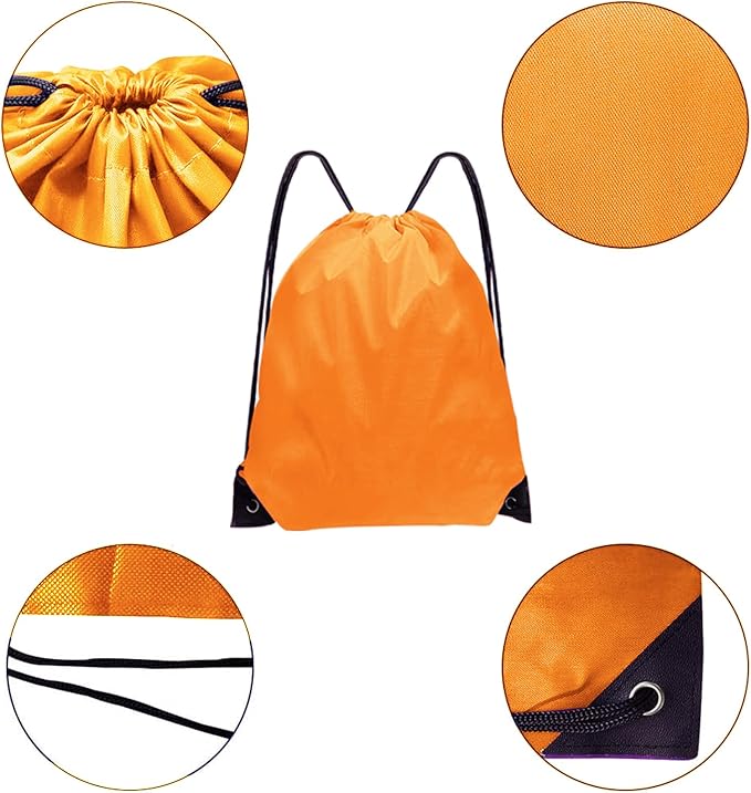 Drawstring Backpack Bulk 28 PCS Drawstring Bags String Backpack Cinch Bag Sackpack for Men Women Gym (Orange)