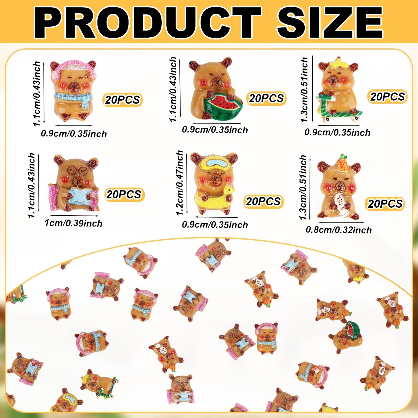 120pcs Mini Capybara Decor, Resin Tiny Capybara Dollhouse Miniatures Resin Animals Miniature Animal Desktop for Dollhouse Micro Landscaping Decoration