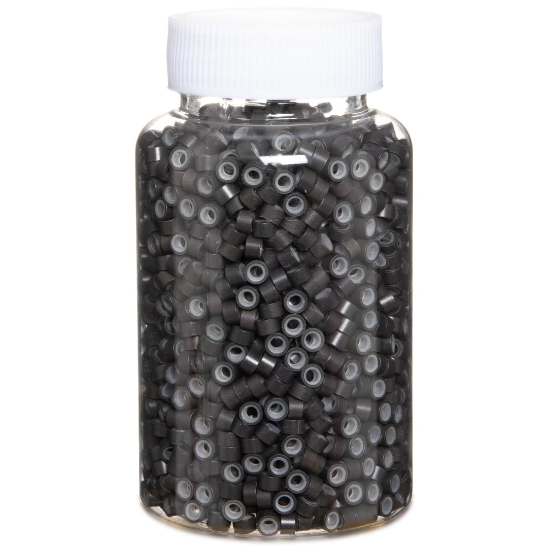 2500Pcs Hair Extentions Micro Rings Links Beads, 5Mm Silicone Lined Beads For Human Hair Extensions Tool-Dark Brown
