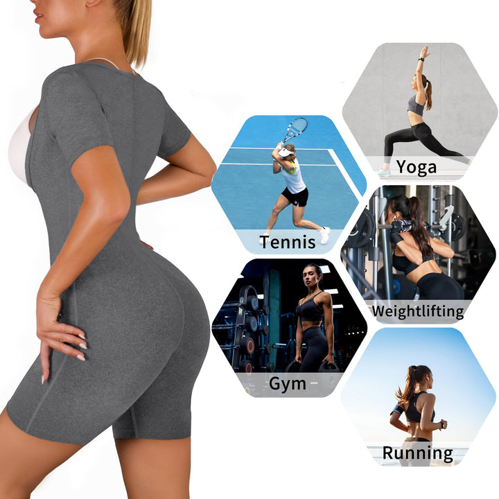 CEIUEO Women Sauna Suit Waist Trainer 3 in 1 Slimming Full Body Shaper Workout Top for Weight loss(GY S)