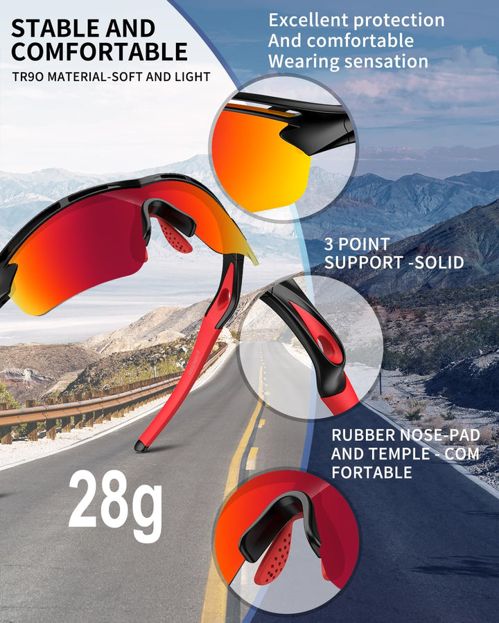 Polarized Sports Sunglasses for Men Women Youth Baseball Cycling Running Driving Fishing Tennis Golf Motor TAC UV400 TR90