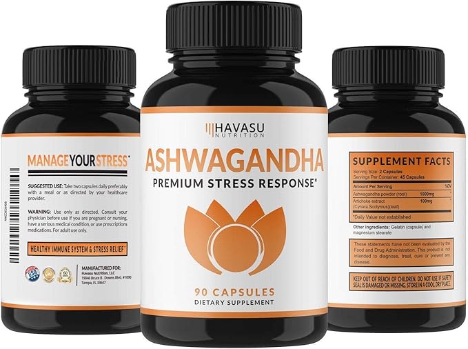 HAVASU NUTRITION High Strength Ashwagandha Supplement Capsules (45 Servings) & Saw Palmetto 500mg L-Arginine 500mg Complex (30 Servings)