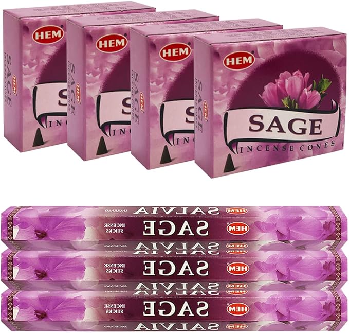 Sage Incense sticks and cone incense holder variety pack bundle insence insense insienso