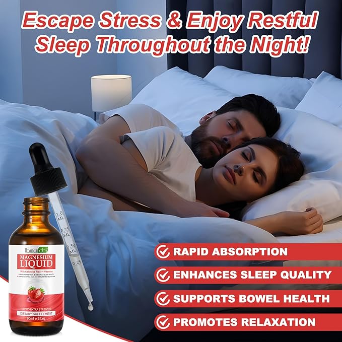 Magnesium Glycinate Liquid,Magnesium Glycinate Drops,High Absorption Magnesium Supplement with Cellulose Fiber, Bromelain,Vitamin B6,C,D Promotes Nerv,Relaxation,Sleep Support