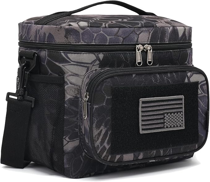 FlowFly Tactical Lunch Bag Large Insulated Lunch Box Cooler Tote for Men, Women with MOLLE/PALS Webbing(Typhon, Medium)