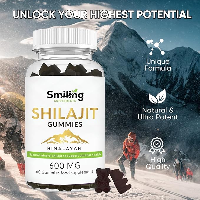 Organic Shilajit Gummies - Pure Himalayan Cured Shilajit Gummies for Men & Women - Natural Energy Booster 60 Count
