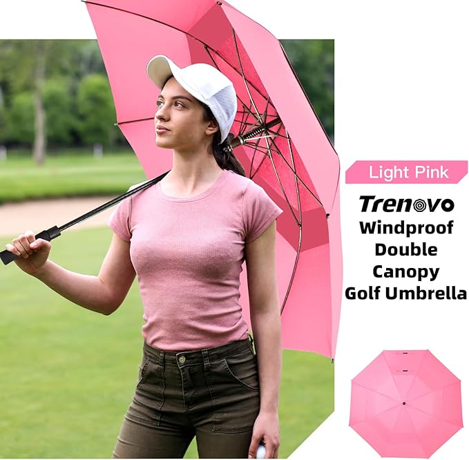 Auto Open Golf Umbrellas 62/68/72 Inch Extra Large Oversize for Business & Home, Ventilated Double Canopy Windproof Waterproof Stick Umbrella for Rain & strong wind