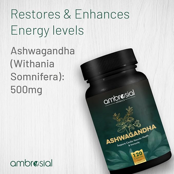 AMBROSIAL Ashwagandha 500mg (Pack of 1-120 Capsules)