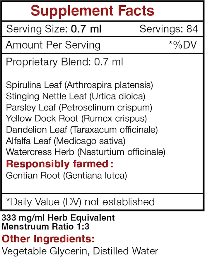 Secrets Of The Tribe - Iron Secret, Iron Rich Formula, Herbal Supplement Blend Drops Alcohol-Free Liquid Extract 2 Fl Oz