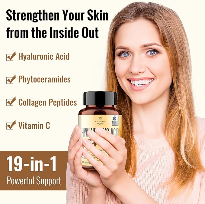 Hyaluronic Acid Capsules - Hylunaric Acid 1200 mg, with Collagen Peptides, Vitamin C, Phytoceramides