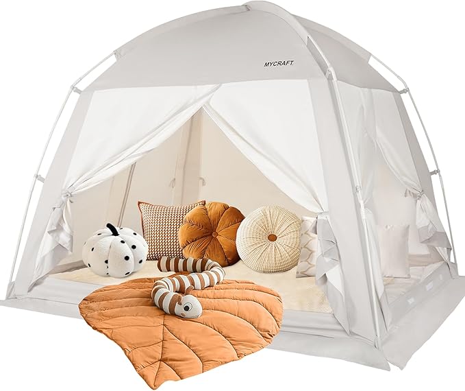 Bed Tents Canopy Bed–Privacy Dream Tent for Cozy Indoor Sleeping, Light-Reducing,and Breathable, with 4 Doors Floor Tent Bed–Available in Twin, Full, and Queen Sizes