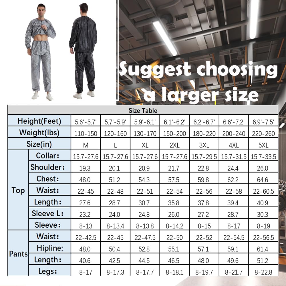 DawnBreak Sauna Sweat Suit for Women/Men Exercise Weight Loss Gym Fitness Workout Silver - M