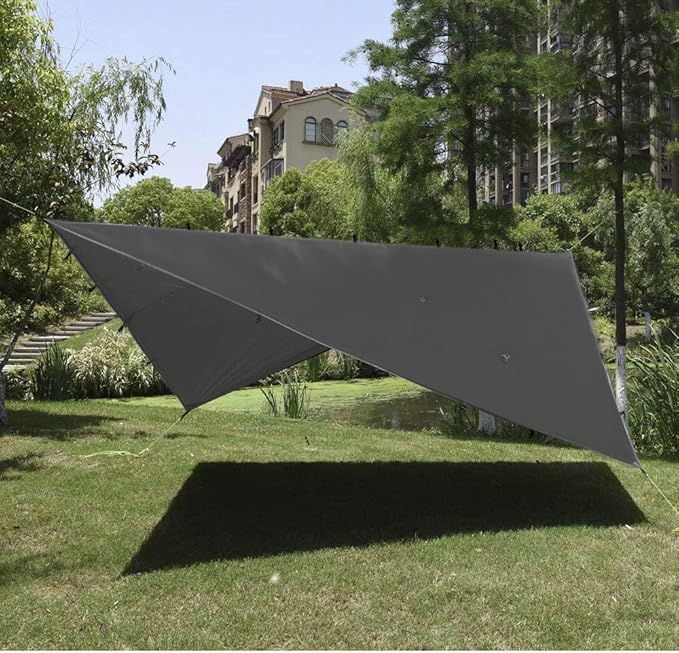 Gold Armour Rainfly Tarp Hammock, Premium 20ft x 14.3ft Rain Fly Cover, Waterproof Ultralight Camping Shelter Canopy, Must Have Camping Accessories Camping Essential (Gray)