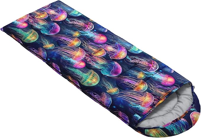 AILONEN Cartoon Fox Camping Sleeping Bag for Boys Girls Adults,Lightweight & Waterproof,3 Season Warm & Cold Weather,Portable,Kawaii Fox Printed Sleeping Bag,Traveling,Camping,Hiking