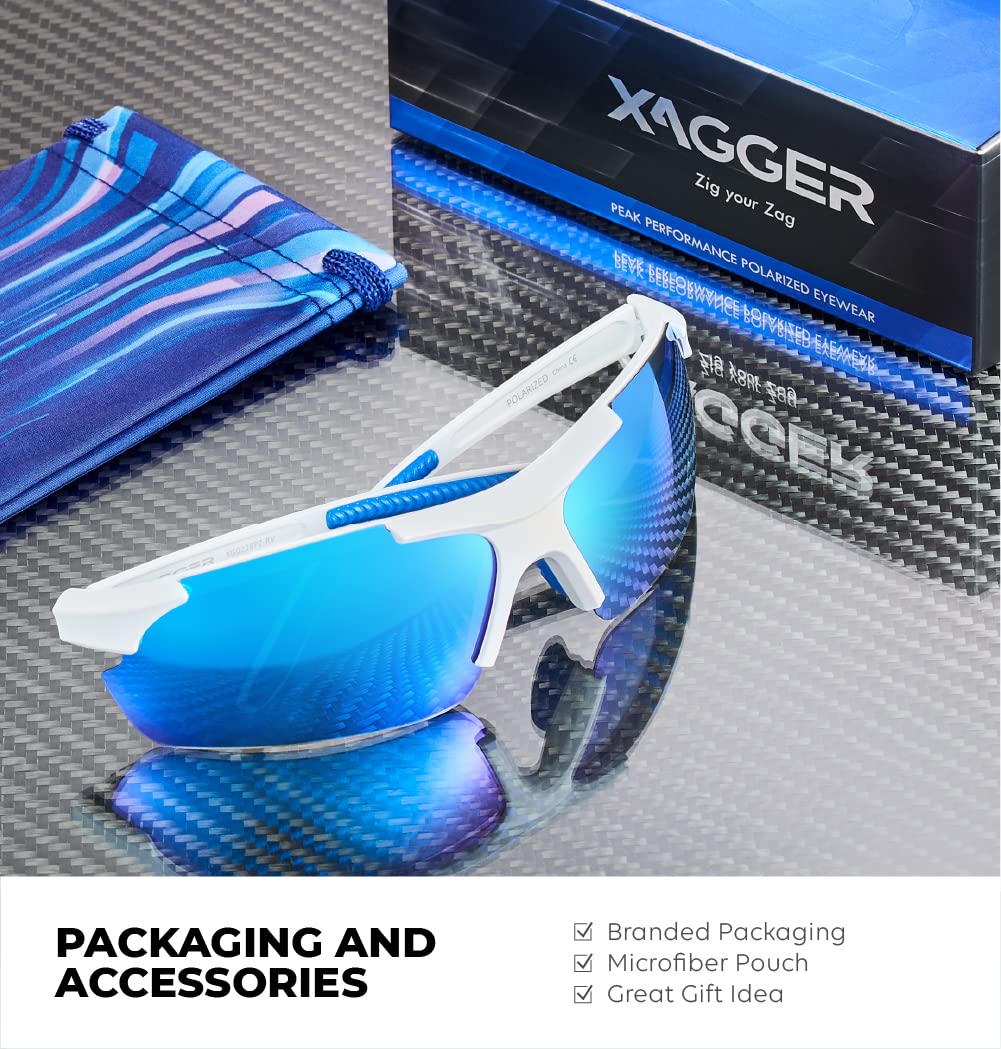 Xagger Polarized Wrap Around Sport Sunglasses for Men Women UV400 Baseball Softball Running Cycling Glasses