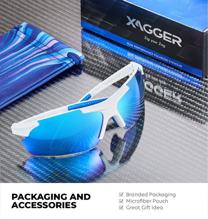 Xagger Polarized Wrap Around Sport Sunglasses for Men Women UV400 Baseball Softball Running Cycling Glasses