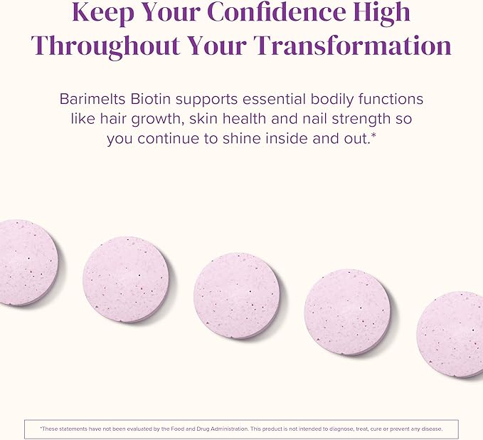 BariMelts Biotin 5000mcg, 90 Fast-Dissolving Tablets (3-Month Supply), Sugar-Free Bariatric Vitamins for Women, Natural Strawberry Flavor