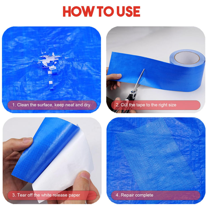 Autrends Tent Repair Tape, 4'' x 32FT Repair Tape for Tarp, RV Awning, Underbelly, Canvas, Bimini Tops, Fabric Repair for Tarp, Boat Cover Repair Tape, Tear Repair Patch Kit, Waterproof