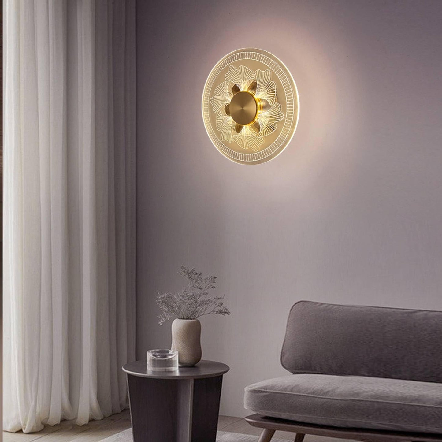 APAKA Modern LED Wall Lamp, 12W Wall Sconce Round, Acrylic Flower Pattern Wall Light, Decorative Lighting Fixtures for Bedroom Living Room Hallway Aisle Balcony Stairs, 3000K/4500K/6500K