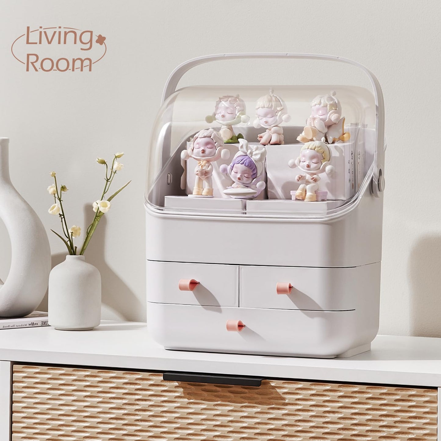 3-Layer Desktop Cosmetic Storage Box Make Up Organiser Transparent Separation Dressing Table Makeup Organiser Portable Beauty Makeup Case 35.5 * 28 * 18CM