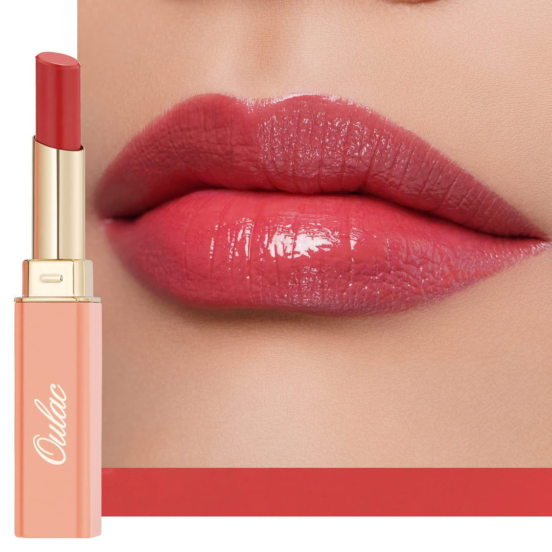 Oulac Apple Red Lipstick - Moisturizing Lip Stick Glossy Solid Shine Lip Gloss, Sheer Shine Juicy Finish, Lightweight And Hydrat