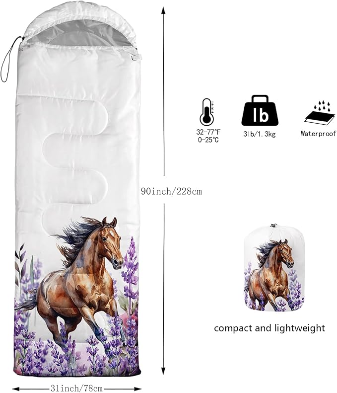 AILONEN Cartoon Fox Camping Sleeping Bag for Boys Girls Adults,Lightweight & Waterproof,3 Season Warm & Cold Weather,Portable,Kawaii Fox Printed Sleeping Bag,Traveling,Camping,Hiking