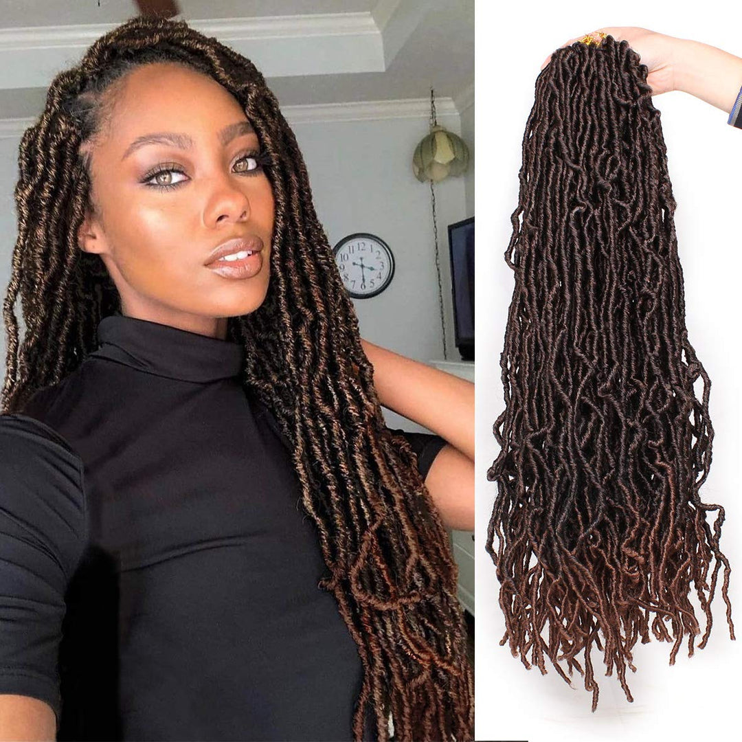 24 Inch 7 Packs New Faux Locs Goddess Curly Wavy Crochet Braids Hair 126 Strands Synthetic Crochet Twist Braiding Hair Pre-Loope