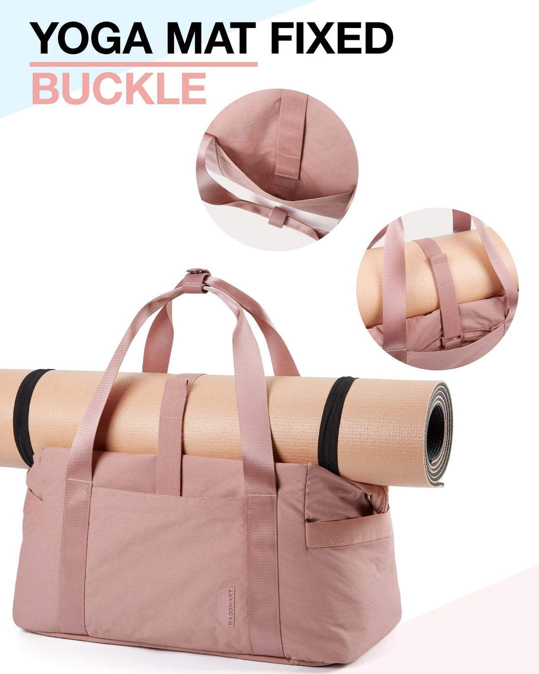 BAGSMART BAGSMART Gym Bag for Women, Carry on Weekender Overnight Bag, Travel Duffel Bags with Trolley Sleeve, Personal Item Travel Bag Tote Bag Workout Dance Bag, Dark Pink-34L