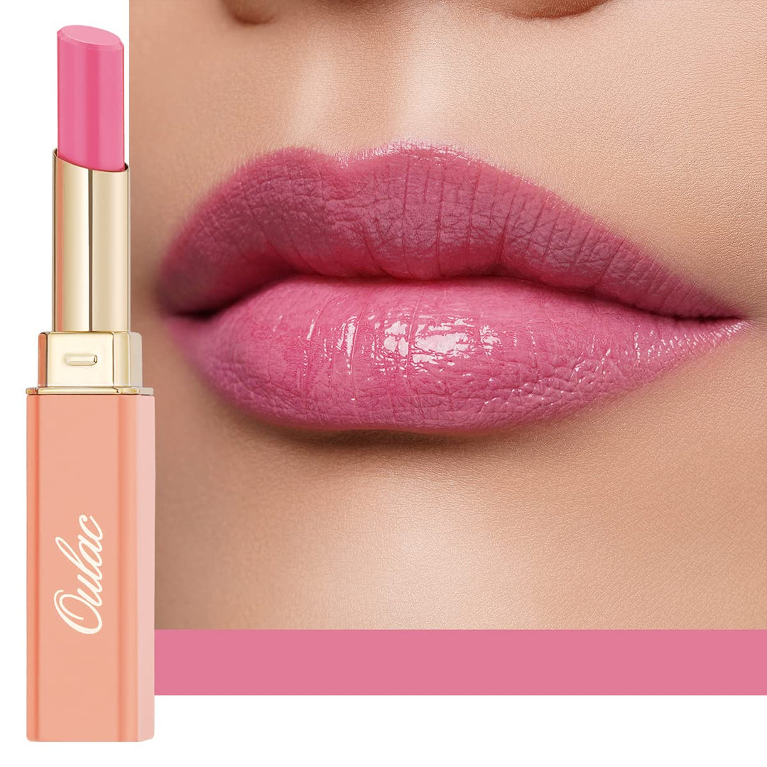 Oulac Pinky Purple Lipstick - Moisturizing Lip Stick Glossy Tinted Lip Balm, Sheer Shine Juicy Finish, Lightweight And Hydrating