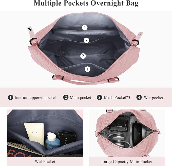 Travel Duffel Bag,Sports Tote Gym Bag,Shoulder Weekender Overnight Bag for Women