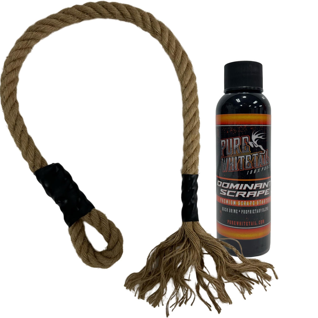 Pure Whitetail Hemp Scrape Rope | with Dominant Scrape Mock Scrape Scent | Mock Scrape Kit | Deer Scent Rope | Easy Active Scrape | Hemp Scent Rope Hangs Anywhere | Scent Rope for Deer Hunting