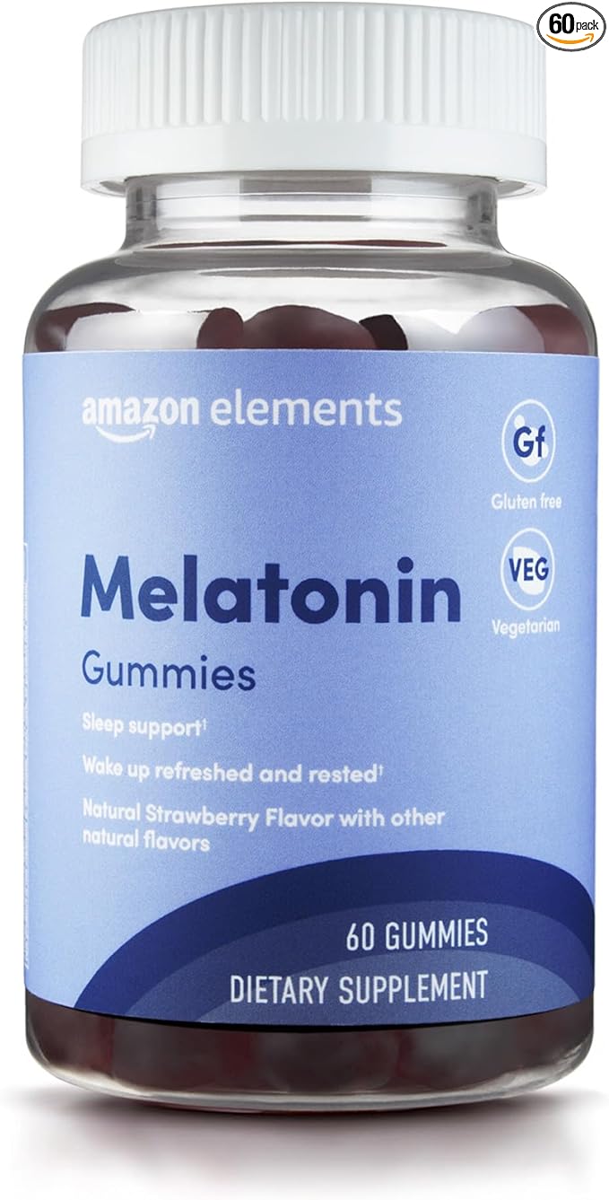 Amazon Elements - Melatonin 10mg Gummies, Supports Restful Sleep, Strawberry, 60 Count (Previously Revly)