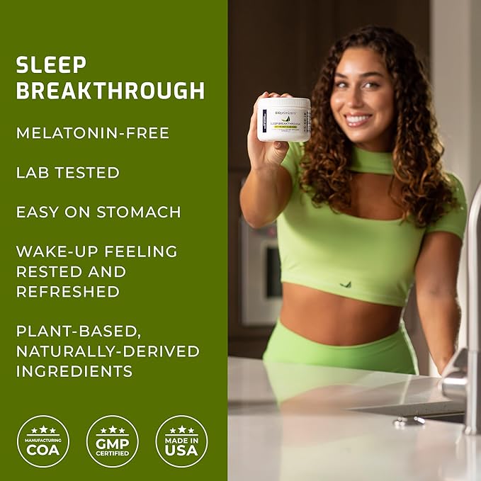 BIOptimizers Sleep Breakthrough – Natural Melatonin Free Vegan Deep Sleep Support with Magnesium and Zinc for Adults | Non Habit Forming | 202.5 g Powder (Tropical Dreams)