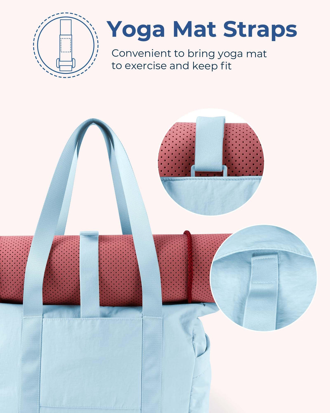 BAGSMART Tote Bag for Women with Zipper, Gym Tote with Compartments, Laptop Work Tote Nurse Dance Yoga Bag for Sport, Travel